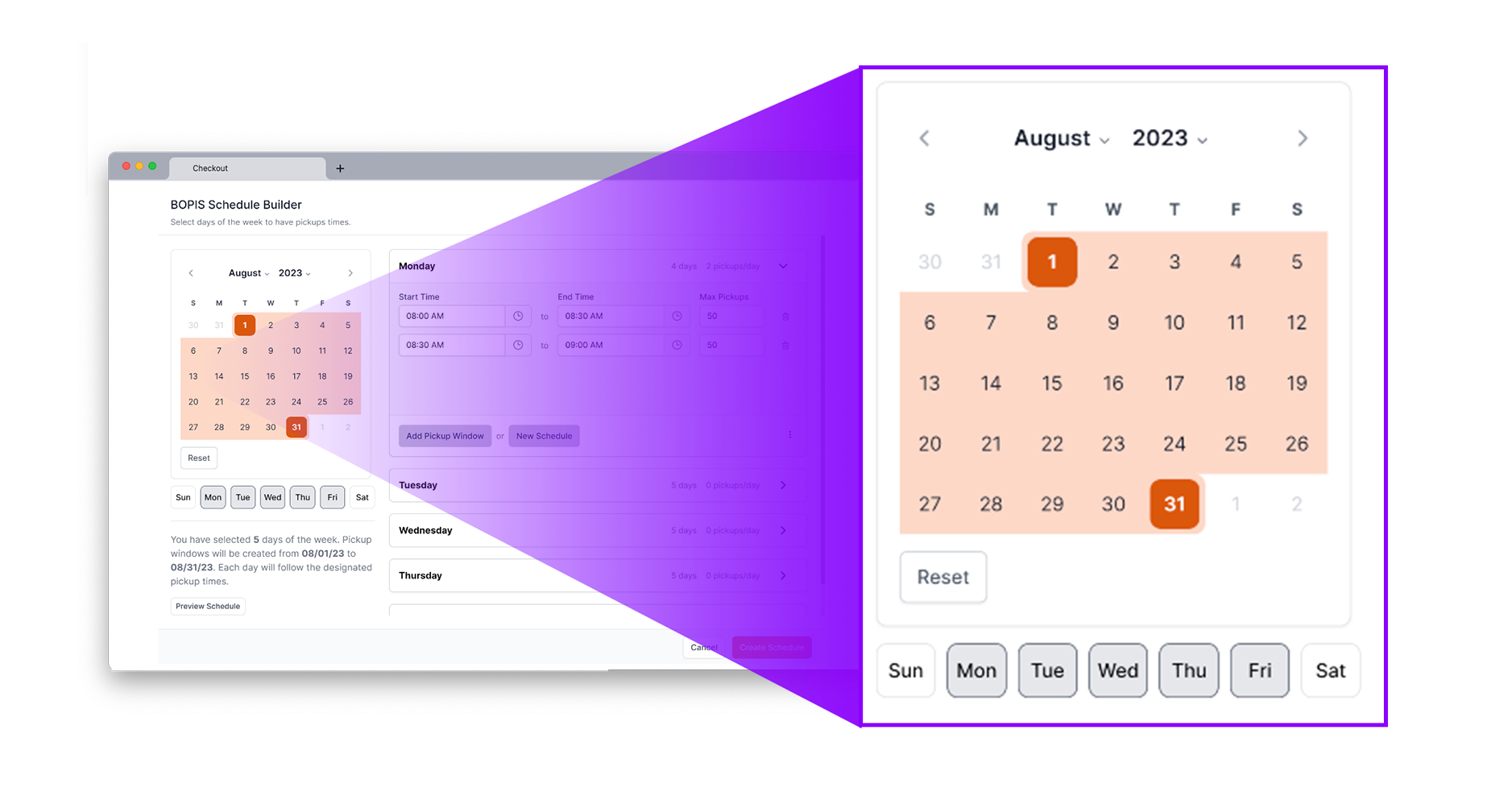 PaymentPutty BOPIS Schedule Creation Wizard