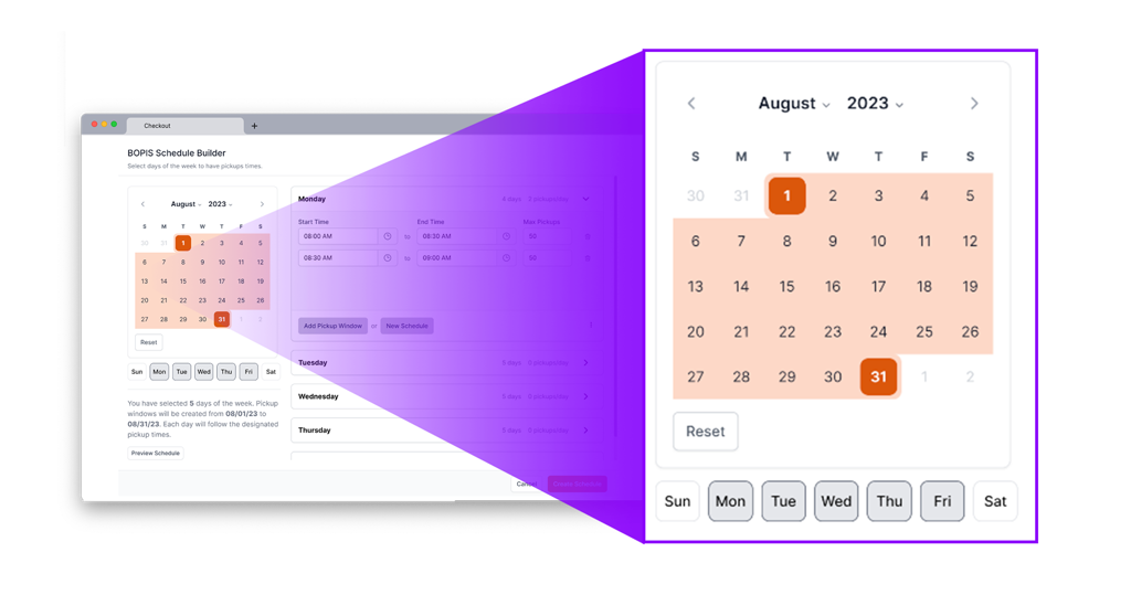 PaymentPutty BOPIS Schedule Creation Wizard