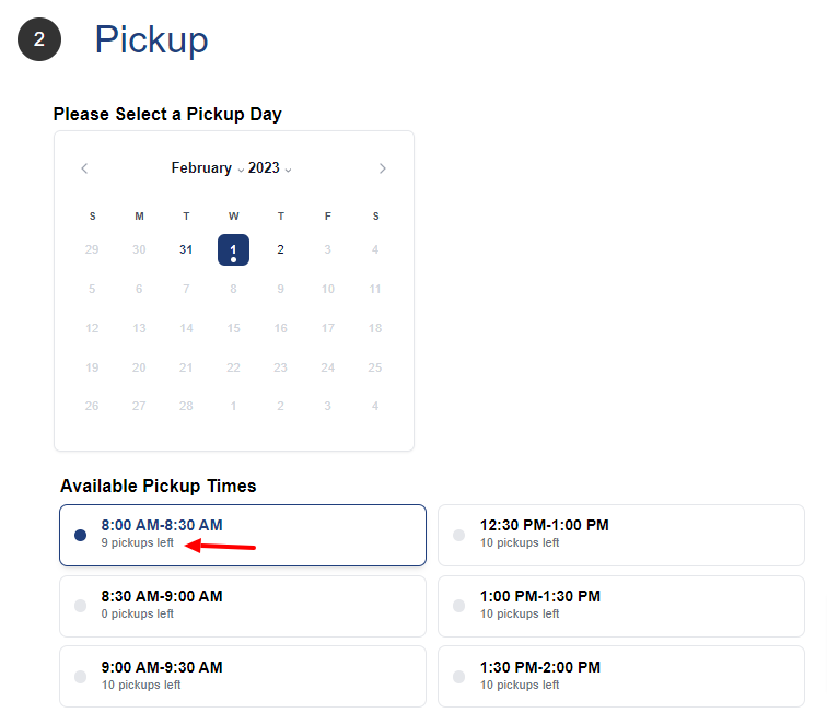 Pickup availability